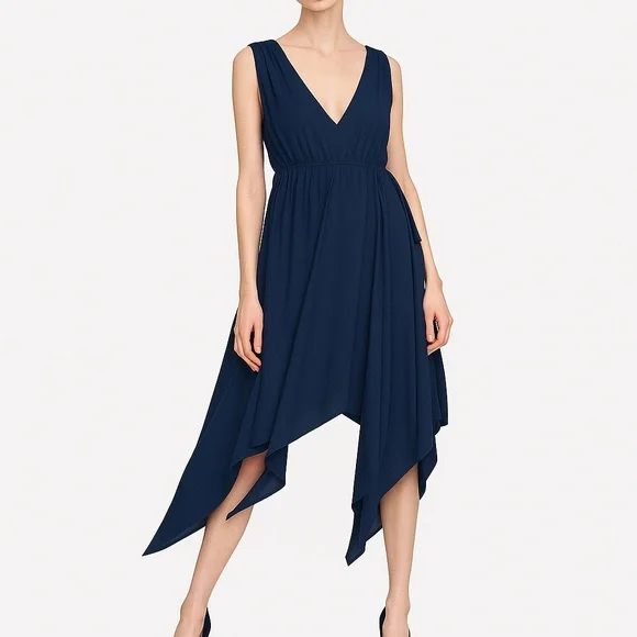 NWOT!! BCBGMAXAZRIA Navy Handkerchief Hem Dress – Size S - Picture 2 of 5